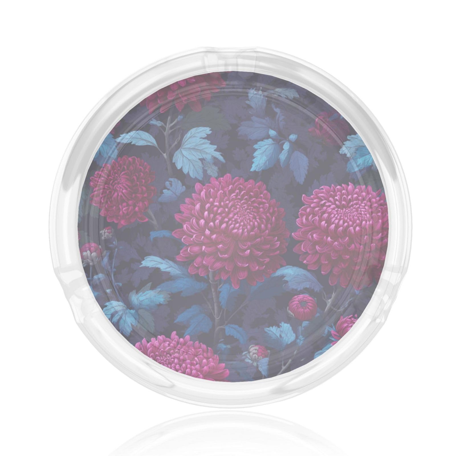 Large Chrysanthemum Flowers Deep Pink Glass Ashtray For Cigarettes Ash Trays Case For Home Office Decor