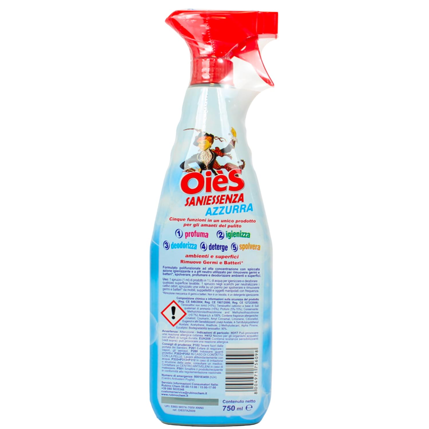 Detergente Igienizzante Profumato per Superfici – Azzurra – 750 ml – Variazioni 4/8/12 Pezzi (4)