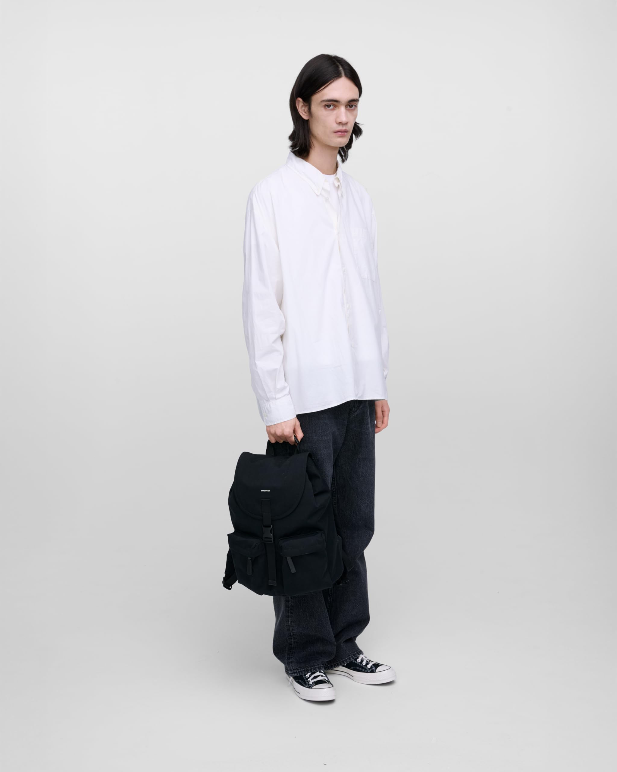 Sandqvist Everyday Zaino 16”, 17.5L, Nero, Zaino Porta PC Idrorepellente, Materiali Riciclati