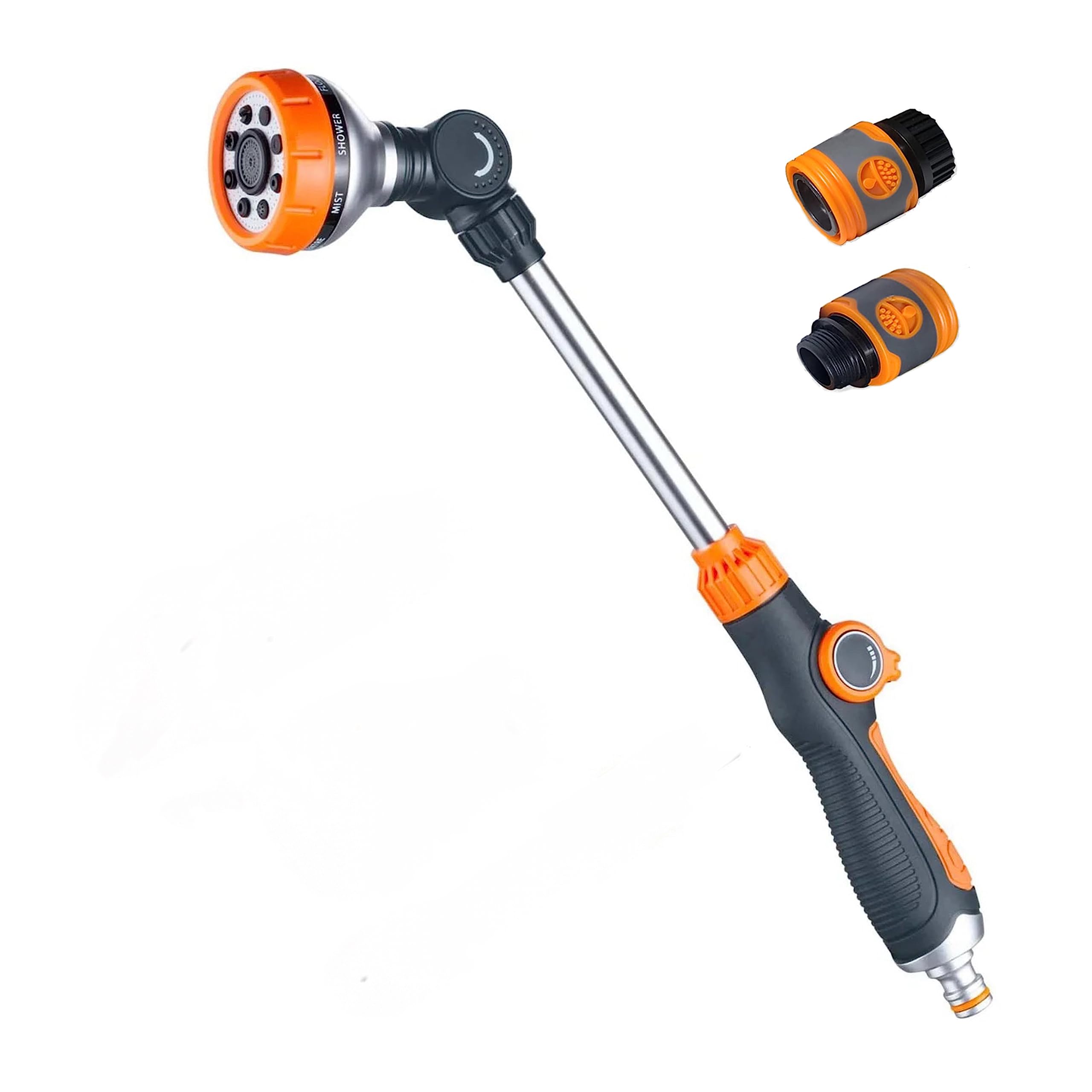 Watering Wand Heavy Duty, 180° Rotating Head, 18-inch Metal Long Hose Nozzle Sprayer wand with Thumb Flow Control, Perfect for Hanging Baskets, Shrubs, Garden and Lawn