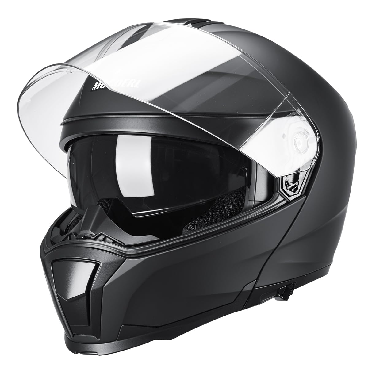 Casco Modular Moto Hombre | Casco Integral Moto | con mentonera Reforzada con Doble Visera | Casco de Moto para Mujer y Hombre | Certificado ECE 22.06 | Negro Mate