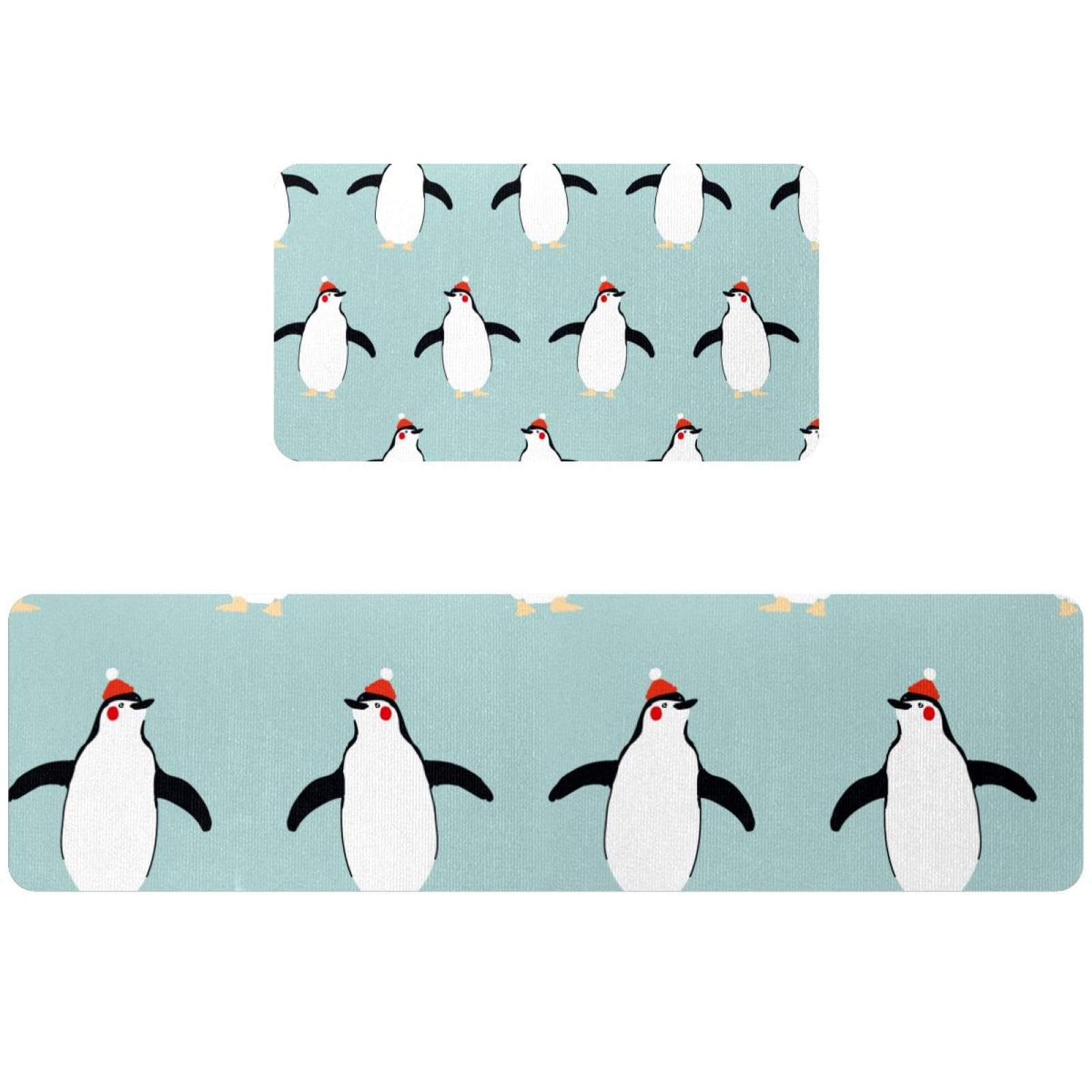 Tapis de cuisine absorbant lot de 2 pingouins d'hiver lavable avec envers antidérapant
