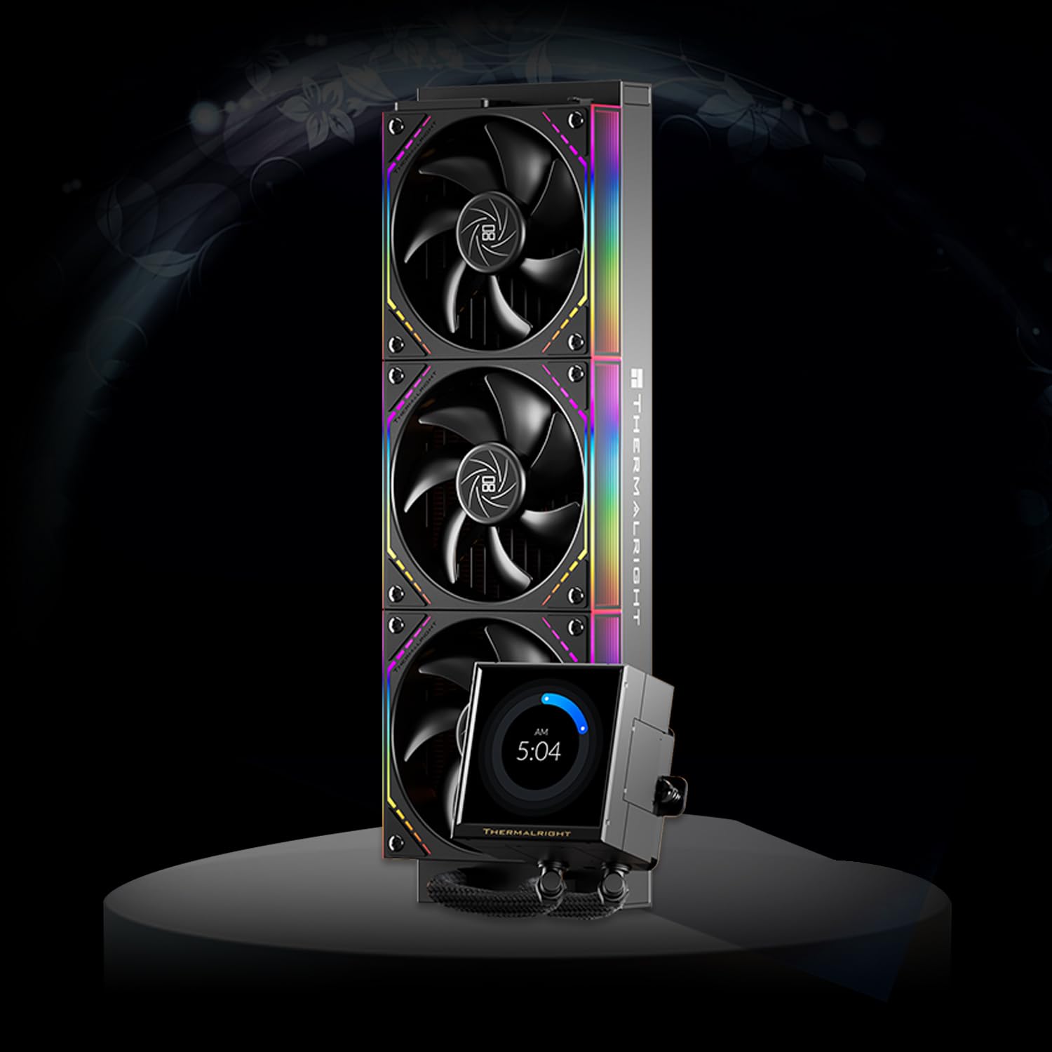 Thermalright TR Peerless Vision 360 ARGB Black Refroidisseur liquide pour processeur avec 3 ventilateurs PWM pour épissage sans fil 2000tr/min,écran LCD avec résolution 480x480,pour AM5,Intel