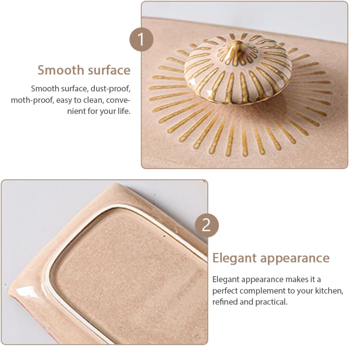ABOOFAN Ceramic Butter Dish with Lid Khaki Ceramic Butter Storage Tray and Cheese Plate for Household Dessert and Tableware Use