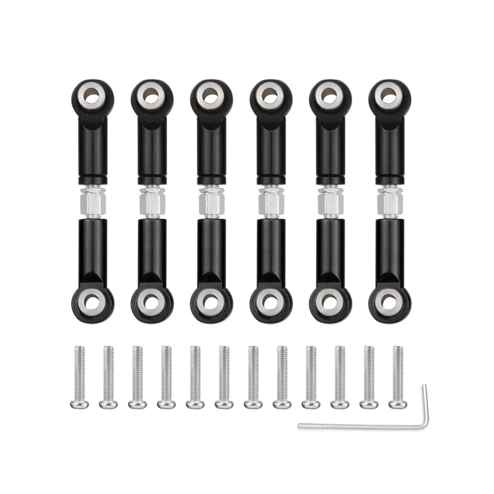 Rc Special Connecting Rod for Wltoys A959 A959-B A949 A969 A979 K929 1/18 Metal Front Rear Servo Link Rod Set RC Car Parts and Accessories Upgrades Replacement Use(Black)