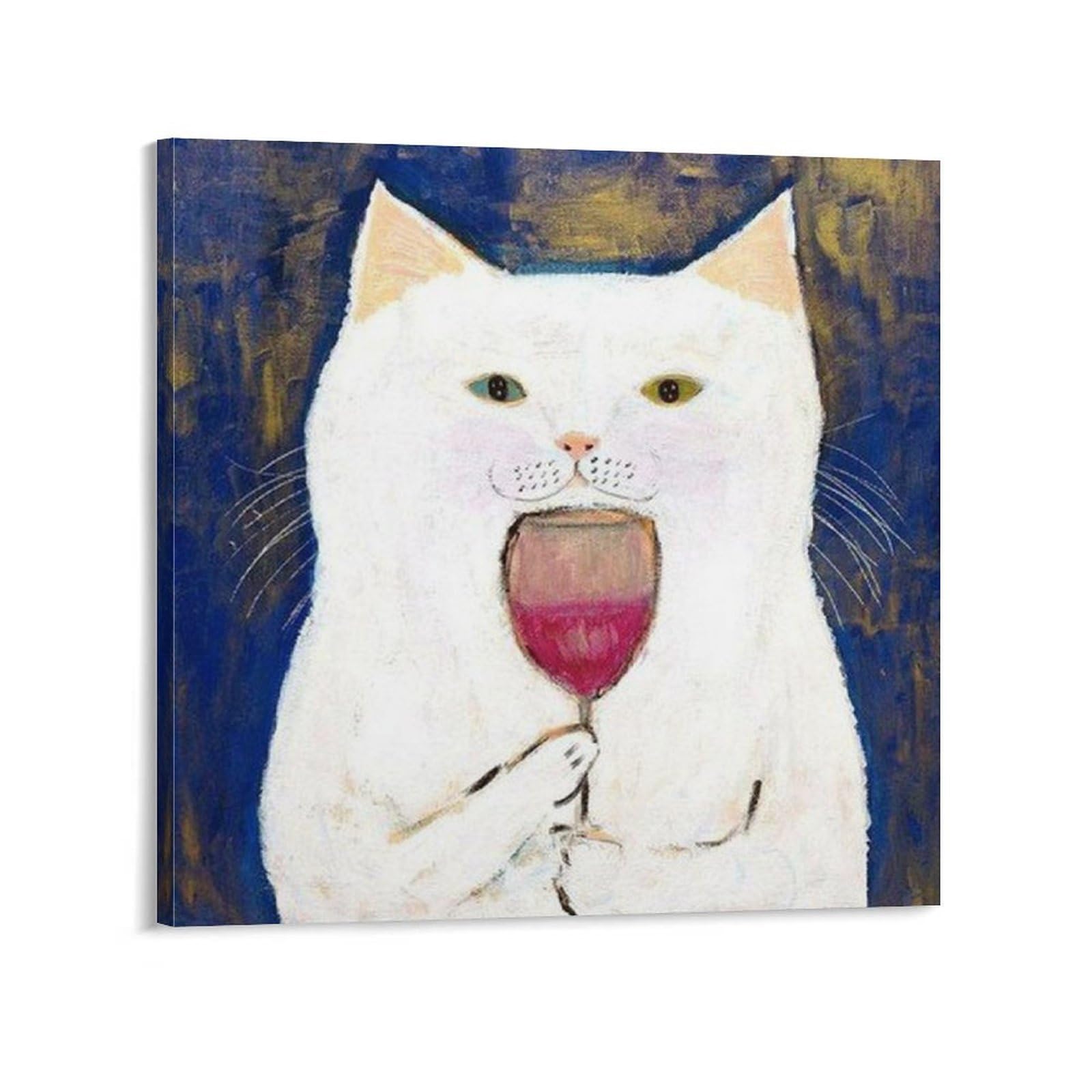 Amazon.co.jp: 漫画かわいい猫ワイン試飲ポスター キャンバス 芸術