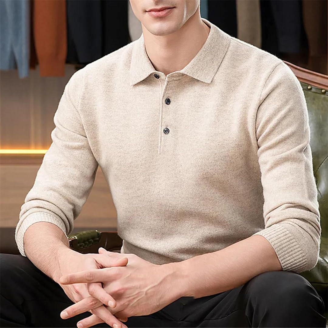 Suéter 100 % de cachemira para hombre, cálido, color liso, suéter de punto de invierno