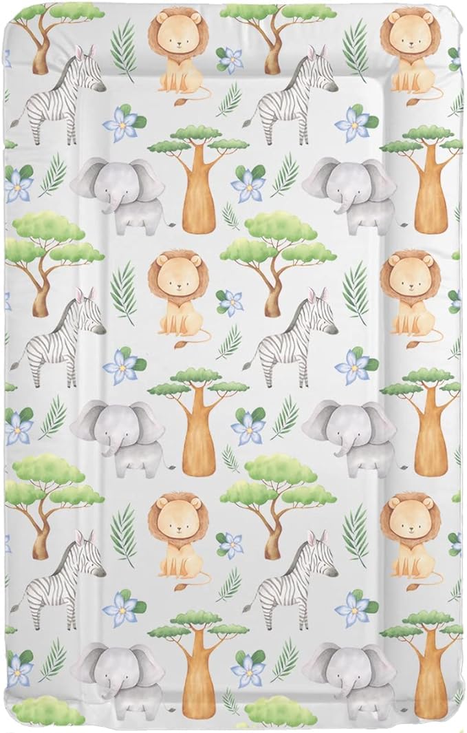 KAM Labelz Baby Nursery Waterproof Soft Padded Changing Mat| Raised Soft Edges, Easy Wipe Clean| Unisex|Nappy Change Pad Cute Lovely Animal Design for Girl Boy (Jungle Safari)
