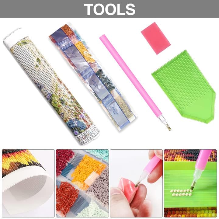 Miniatura 5 de LOMSIOY Kits de pintura de diamantes de imitación de caballo para adultos, pintura con animales de arte de diamante, arte redondo de diamantes de