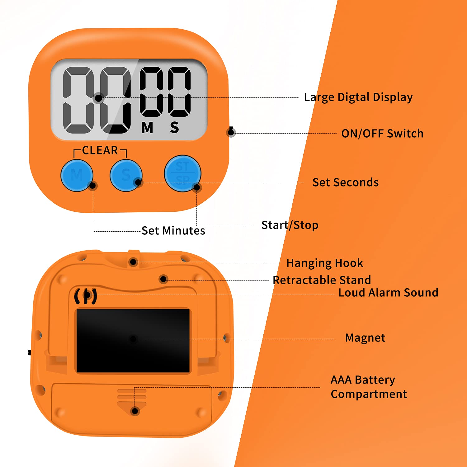 Set 4 Timer Professionali da Cucina | Cronometro Magnetico LCD