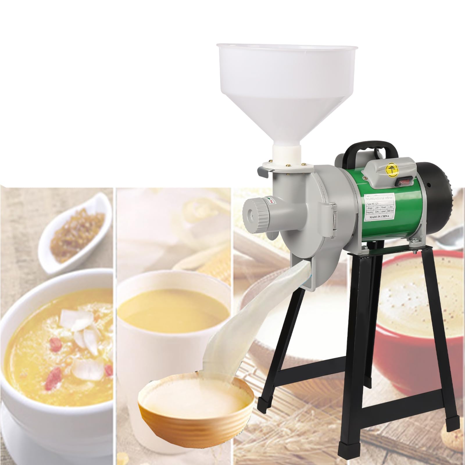 LOYALHEARTDY Electric Corn Grinder Machine, 110V 2200W Grain Mill Rice Corn Grain Bean Coffee Wheat Feed Mill Wet Cereals Grinder