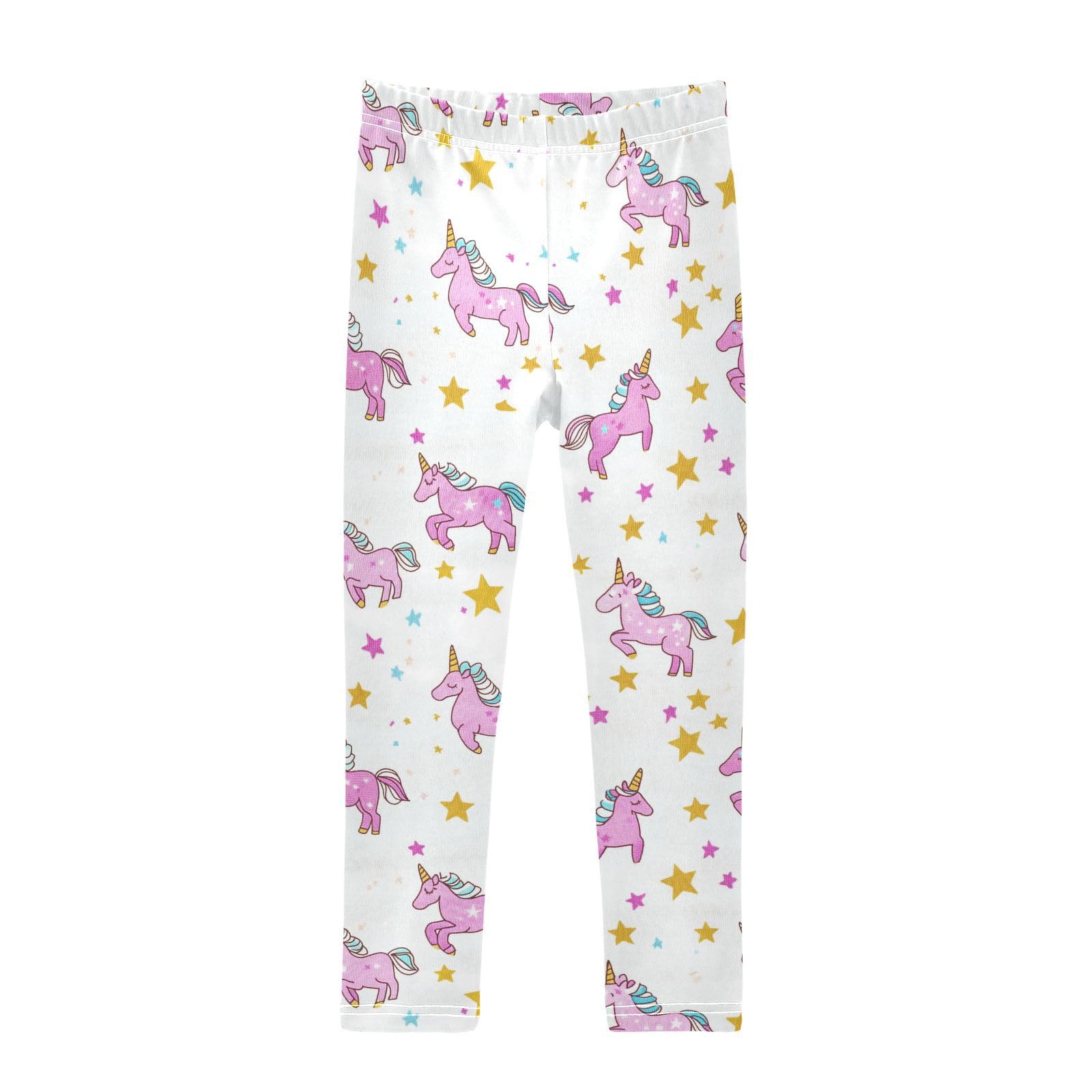 Cute Unicorn Girls' Leggings Toddler Doodles Star Kids Yoga Pants Dance Active Tights 9-10T Multi