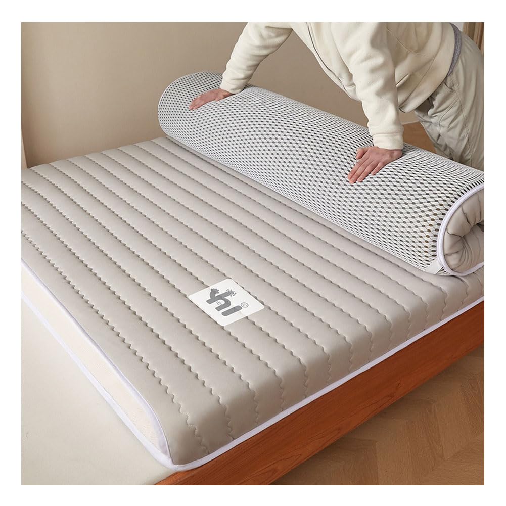 Ghygetrich Latex Mattress Topper, Double Mattresses Double Mattress Topper Single Mattress Topper Memory Foam Mattress Grey 120 * 200cm