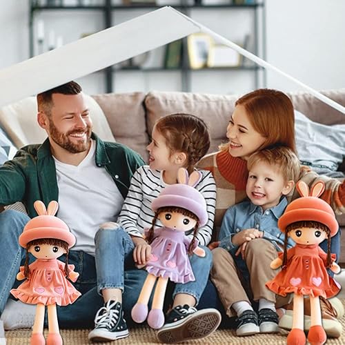 Miniatura 4 de Muñeca de felpa con ropa, muñeca de trapo de 19.7 pulgadas, acogedora muñeca de bebé suave para niños, juguete de peluche con falda de sombrero,