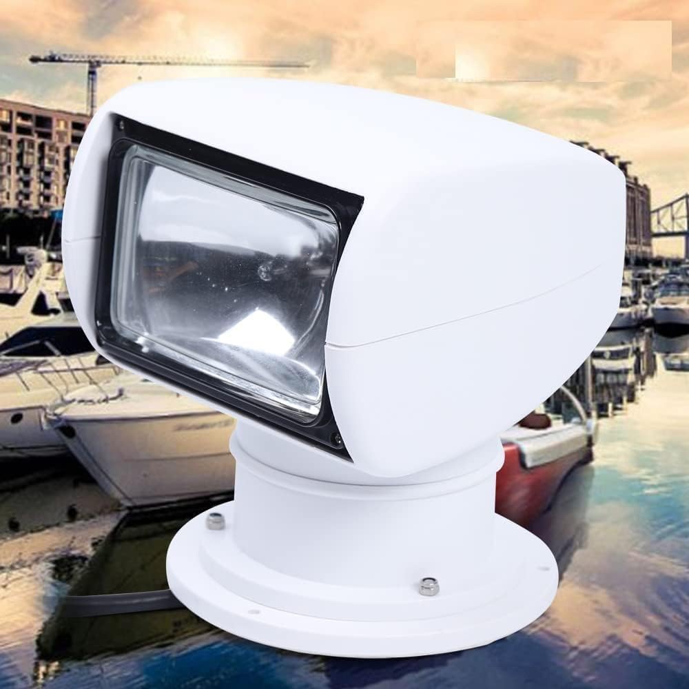 Remote Control Spotlight for Boat Truck Car Marine Yacht, 1 PACK Searchlight 100W White Waterproof 360 Degree Rotate Omnibearing Lighting (24V)