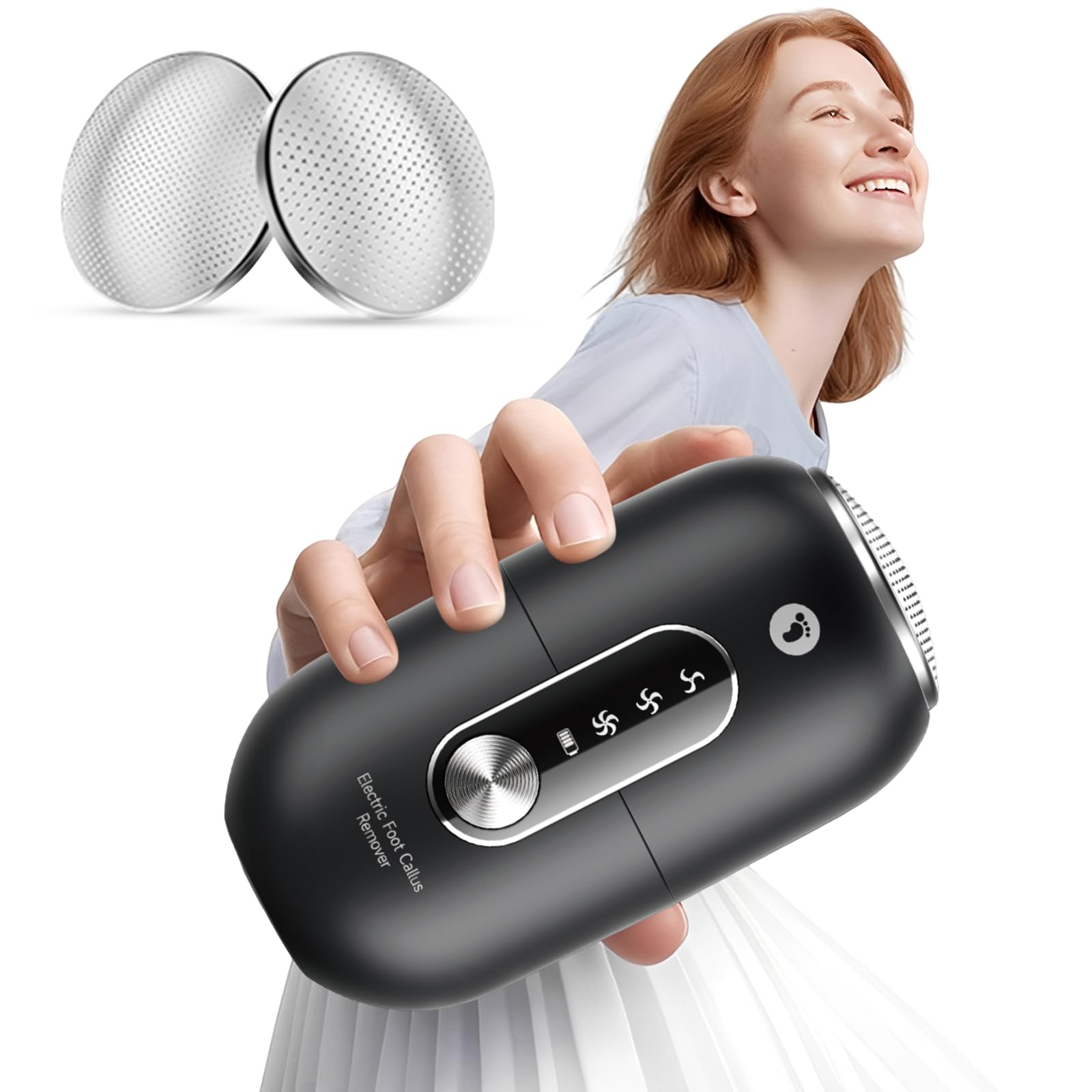 Electric Foot Callus Remover with 30000Pa Motor & 304 Stainless Steel Head – 3-Speed Rechargeable Foot File, LED Display, Gravity Sensor, IPX6 Waterproof Pedicure Tool for Dry Cracked Feet