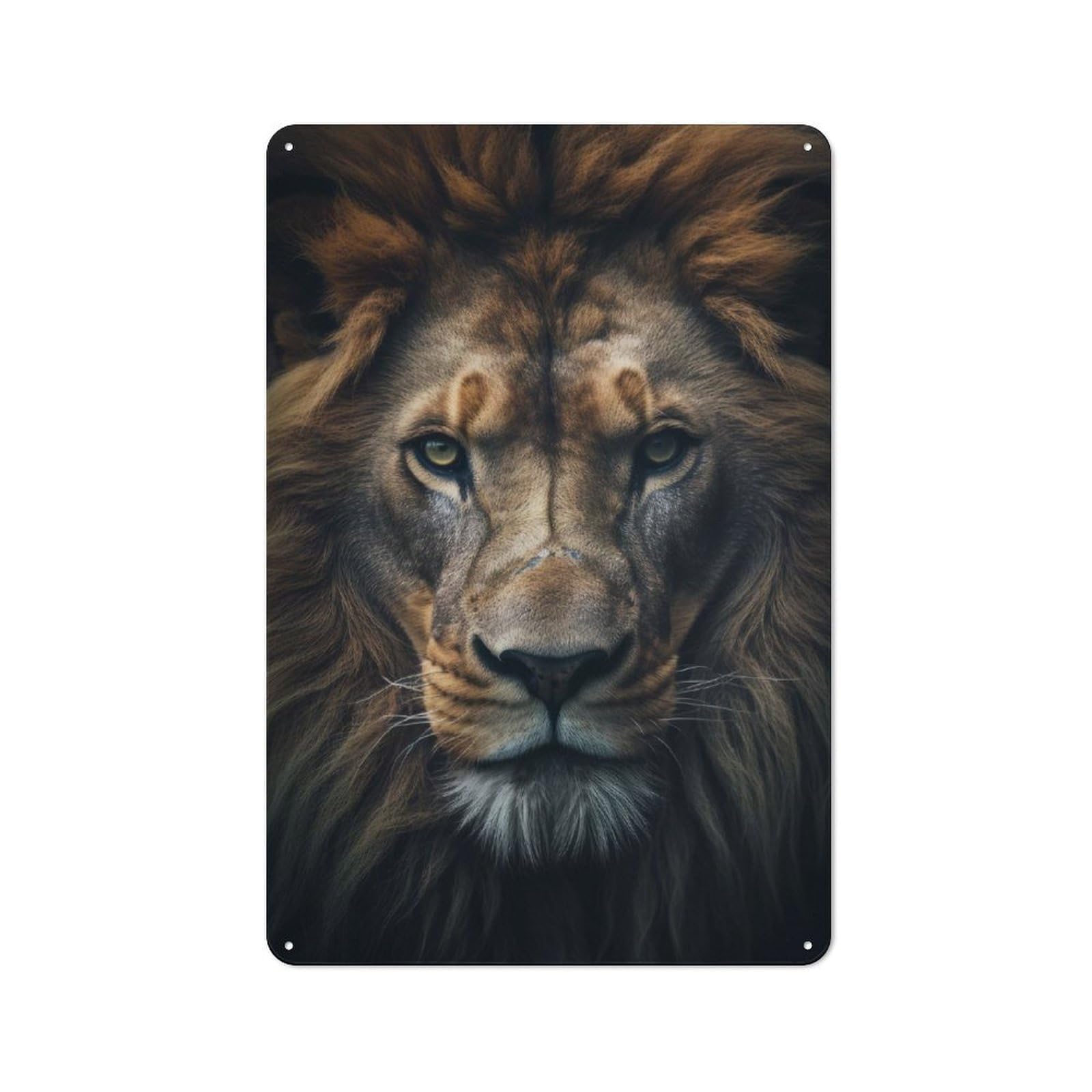 Junmoney Beautiful Lion Portrait 30X20cm Rustic Metal Sign With For Home Office Or Studio, Gift For Studio Owners During The Christmas Season