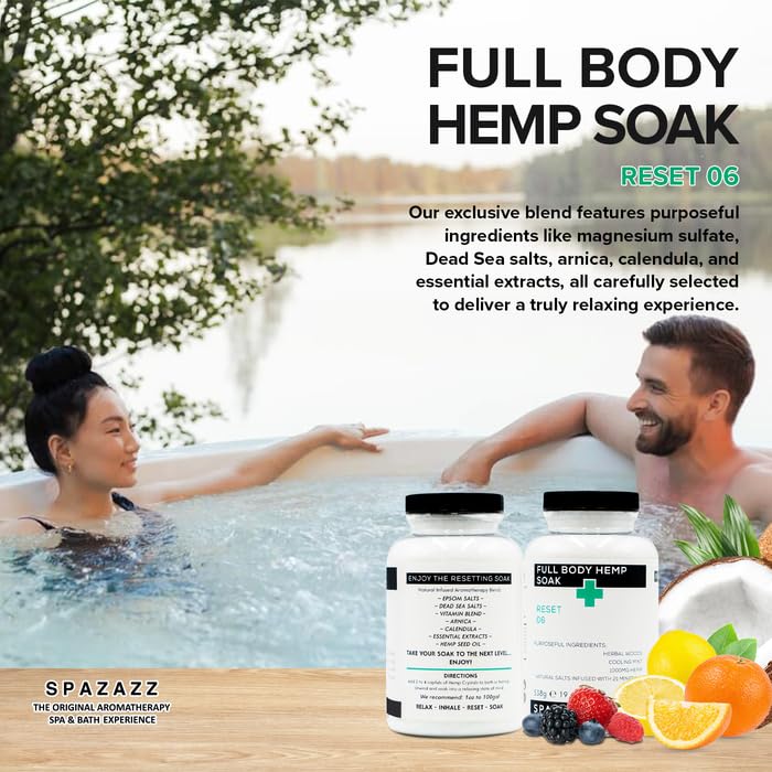 Spazazz Full Body Hemp Soak - 1000mg Hemp - Spa Hot Tub & Bath Aromatherapy Bath Salt Crystals - 538g/19oz (Reset 06) - Image 5