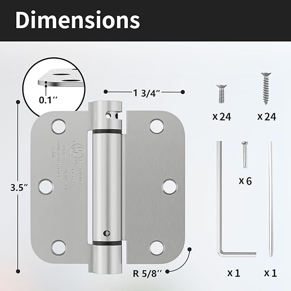 3 Pack Self Closing Door Hinges 3.5 Inch, Auto Closing Door Hinge