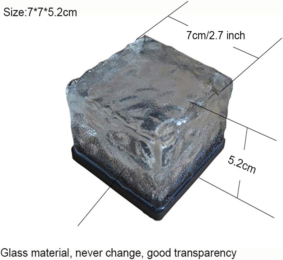 Solar Brick Lights Outdoor Waterproof Solar Powered Ice Cube Lights Frosted Glass Garden Landscape Lighting for Courtyard Pathway Patio,4 Pack,Blue
