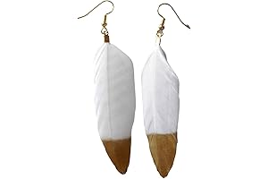 Elegant Gold Dipped Duck Feather Earrings: A Dazzling Adornment for Special Occasions