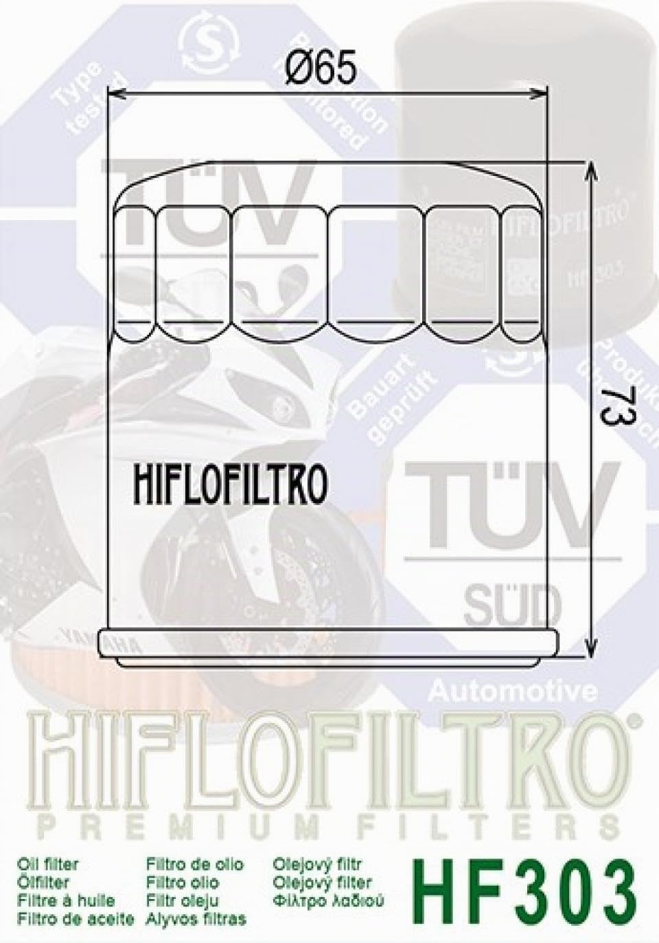 Filtro de aceite Hiflofiltro para moto Kawasaki 650 ER6-n 2007 a 2015 HF303