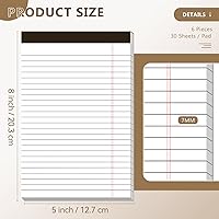 Vista 2 de Bloc de notas de 5 x 8 pulgadas, paquete de 6 blocs de notas legales, bloc de notas de rayas estrechas con bloc de notas perforadas, 30 hojas