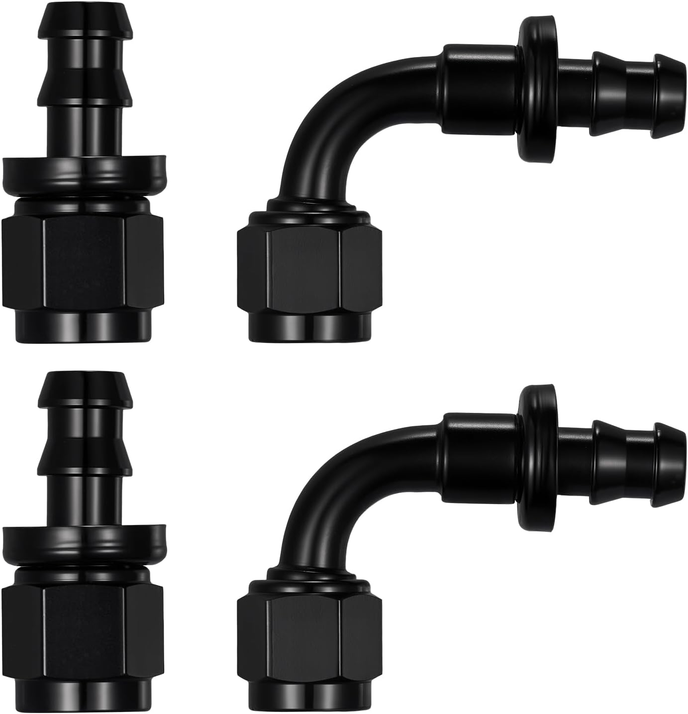 EVIL ENERGY 10AN Push Lock Fitting Kit Straight 90 Degree for Rubber Fuel Hoses Black