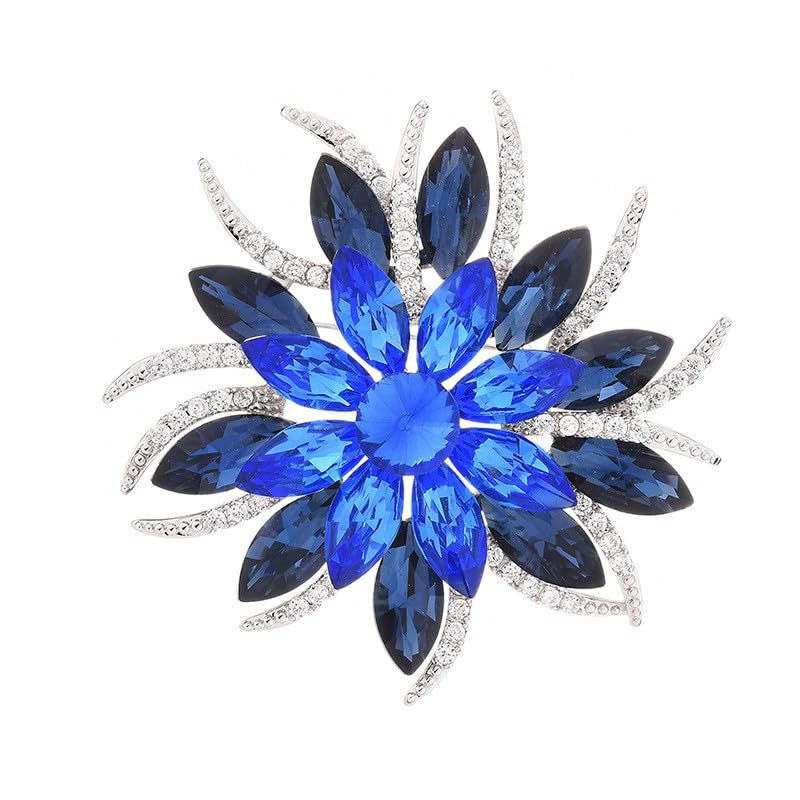 Image of Fashion Flower Brooches for Women Rhinestone Flower Brooches Pins 18k Gold Plated Lapel Pins Jewelry for Girlfriend Wife
