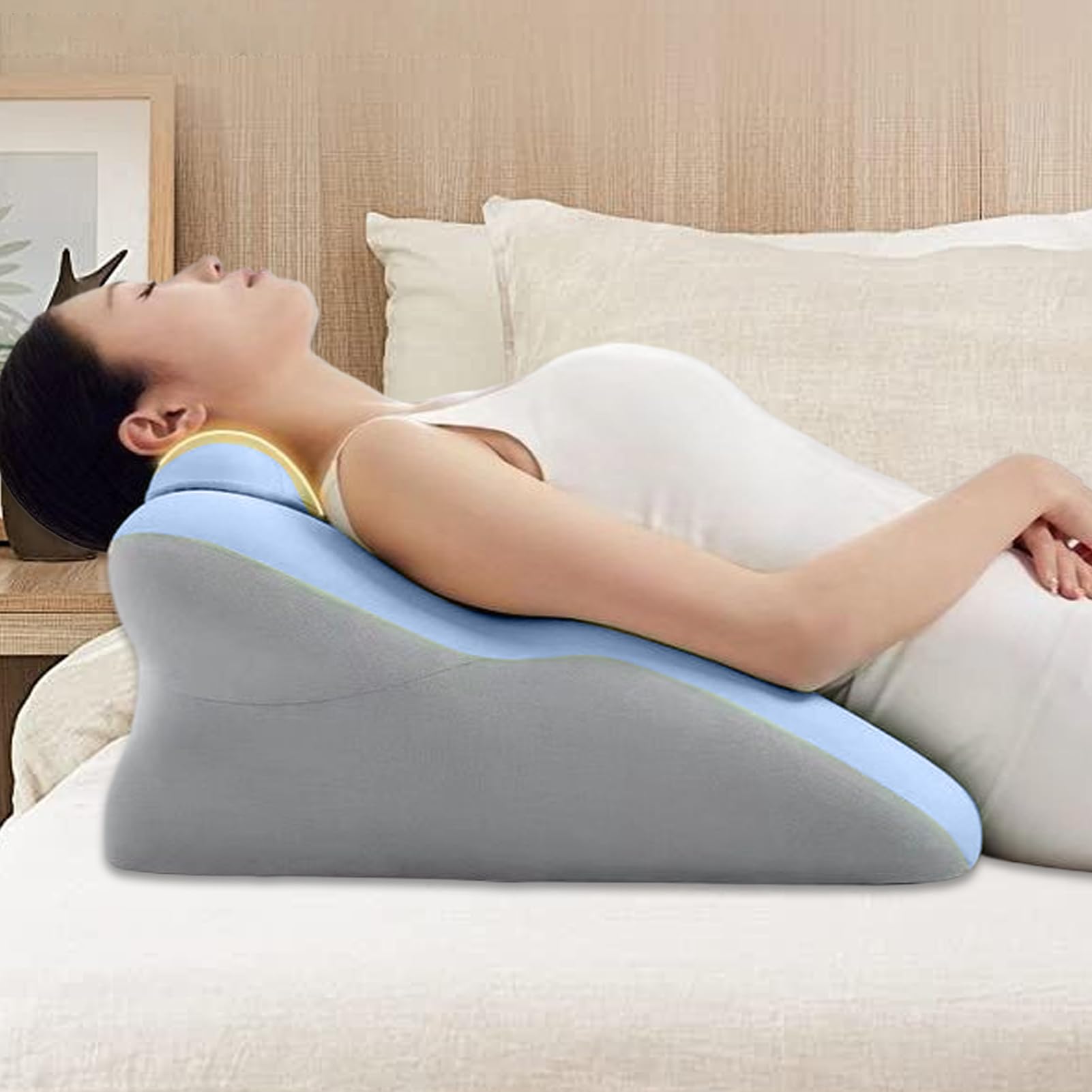 Almohada Cuña Cojín Espalda Espuma Viscoelástica, Ayuda Sueño, Soporte | Almohadas Ergonómicas Elevadas Para Dormir Lavable Para Dormir De Lado, Ronquidos Y