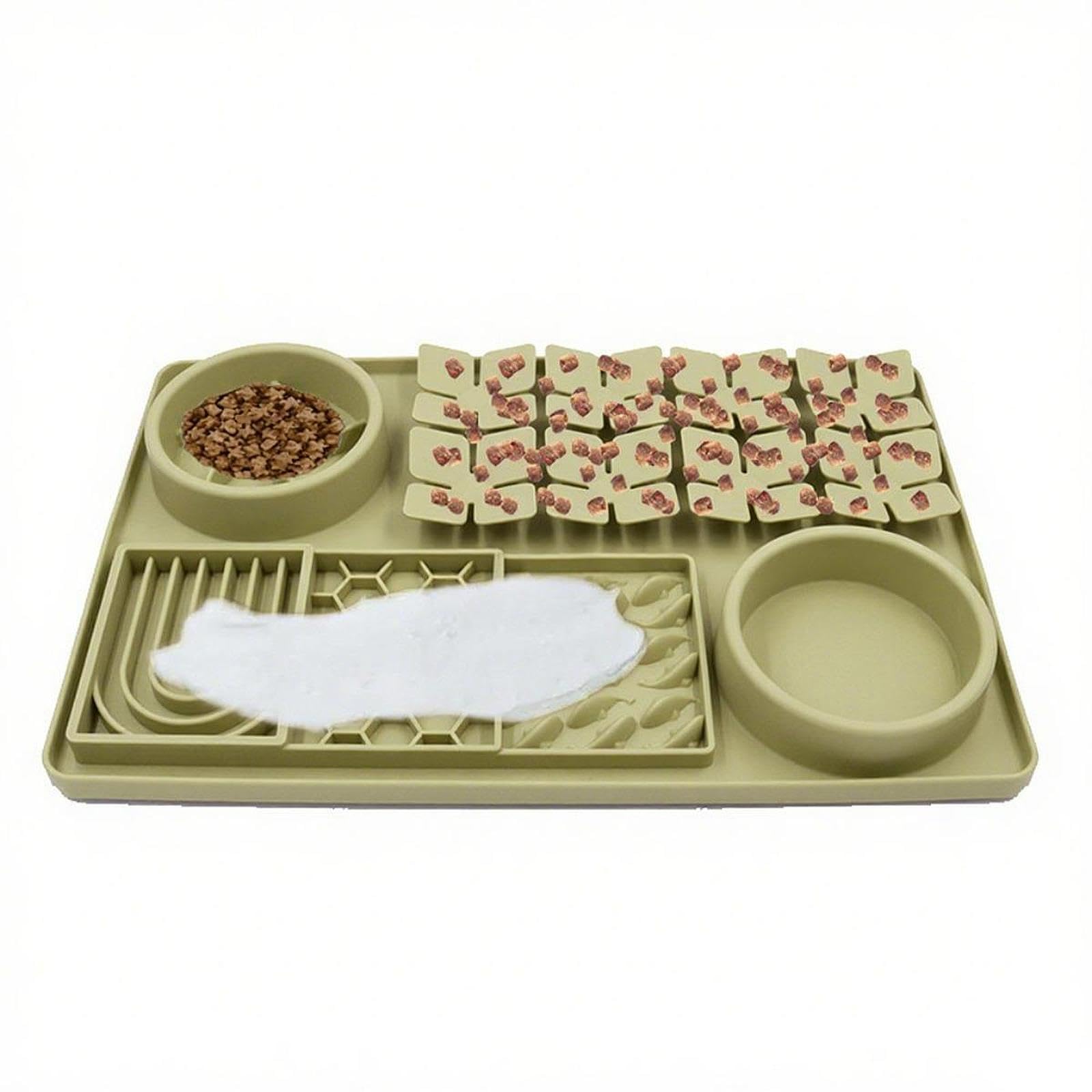 predolo Futter Und Leckmatte, Geruchstraining, Futterspender Pad, Schnüffelmatte für Haustiere, für Welpen, Hauskatzen, Kleine Und Große Hunde, GrÜn