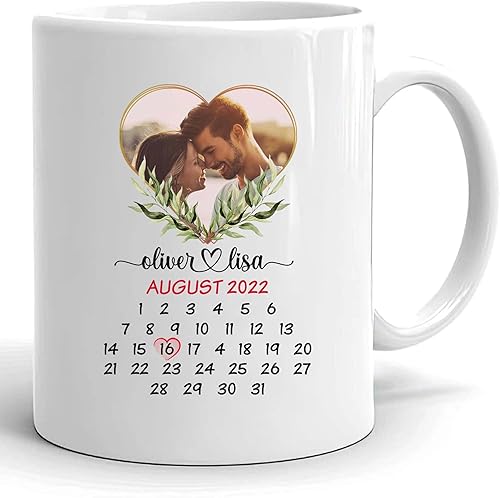 Taza personalizada para parejas regalo del día de San Valentín para novio taza con nombre personalizado regalo para ella taza de pareja para novia