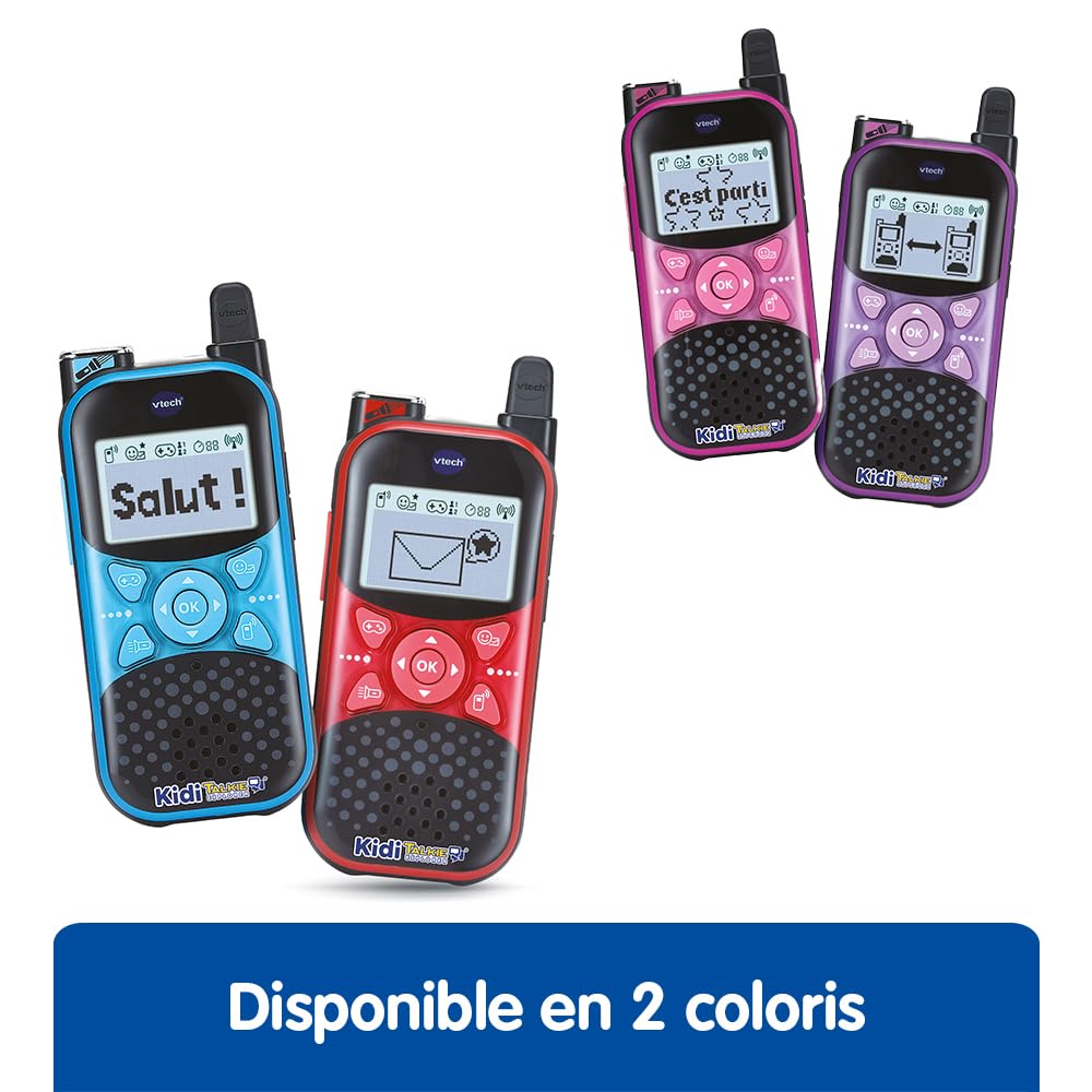 VTech - Kidi Talkie Explorer Bleu et Rouge, Talkies-Walkies Enfants avec Lampe Torche, Communication Cryptée Sécurisée, Portée de 200 Mètres, Cadeau Enfant Dès 4 Ans - Contenu en Français