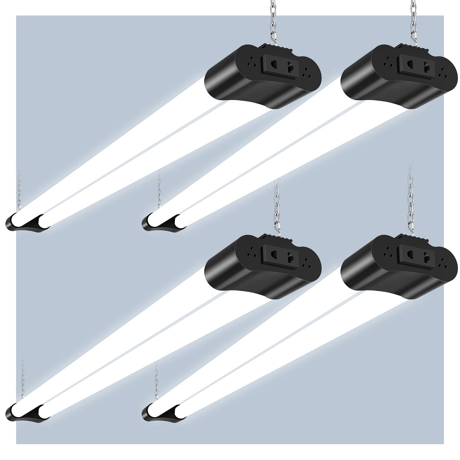 Listwa LED 120 cm, 40 W, 5000 lm, ściemniana neonowa biel, 6500 K, wodoodporna IP65, lampa sufitowa do garażu, magazynu, warsztatu, biura, 4 sztuki
