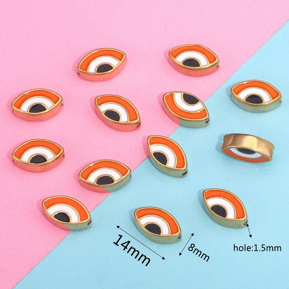 14 x 8 mm, 10 szt., oczy, małe ryby, koraliki ze stopu emalii, koraliki, emaliowane, różne pozłacane emaliowane zawieszki do produkcji biżuterii, złoty motyw