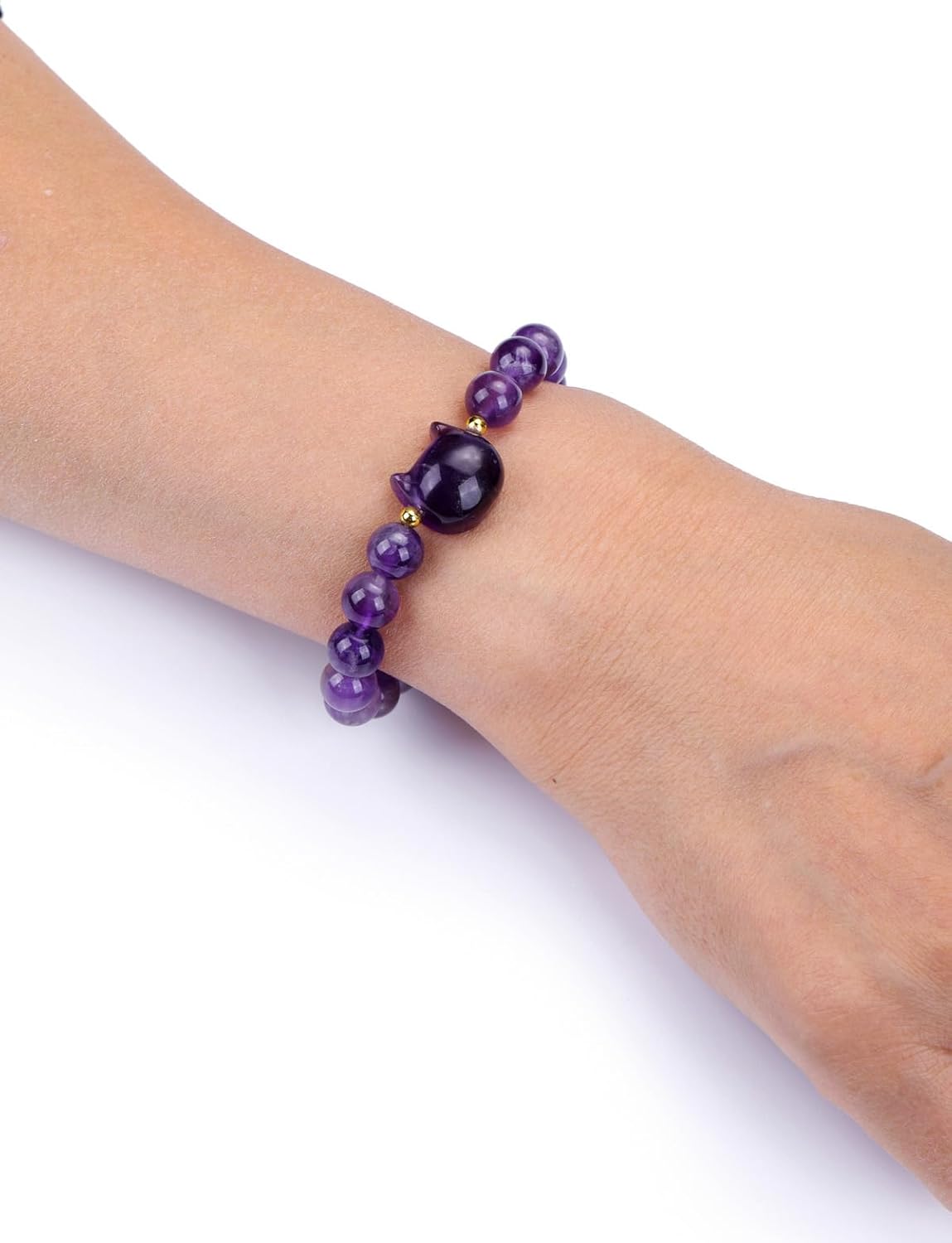 Jovivi Crystal Cat Bracelet for Women Men,8mm Natural Stone Beaded Bracelet Protection Healing Crystals Gemstones Stretch Bracelet Cat Jewelry Gifts for Good Luck,Money Attraction - Image 7