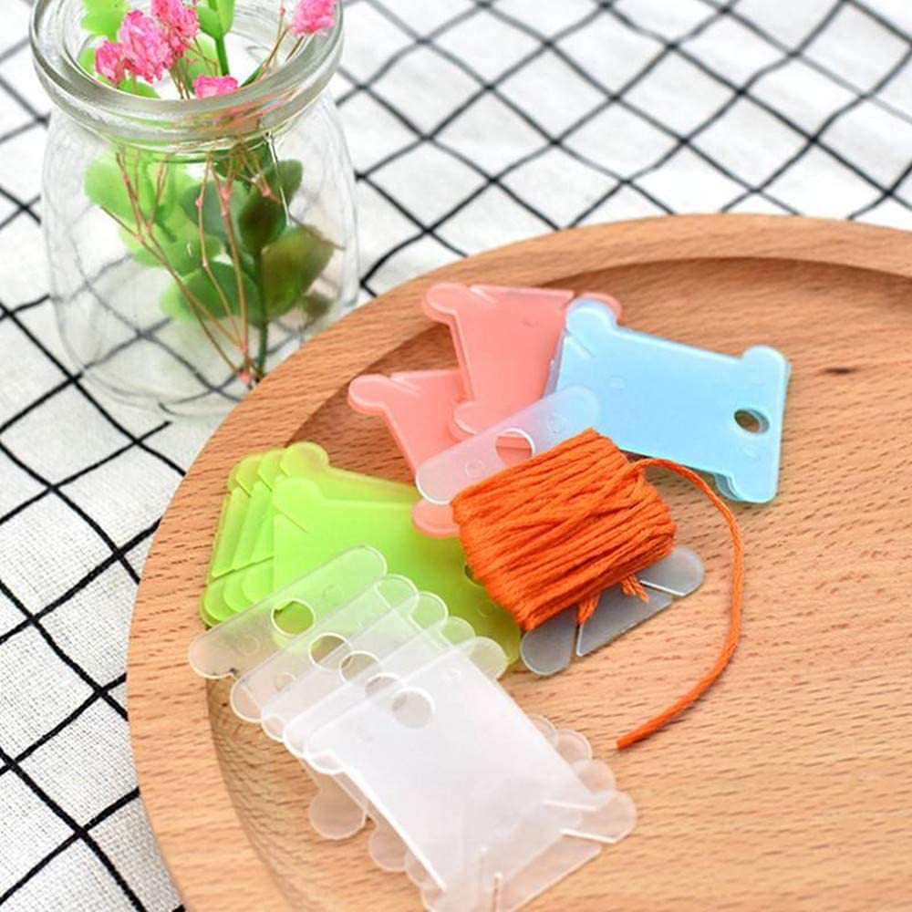 DBAILY - Lot De 400 Bobines Plastique Pour Fil Broderie + 1 Enrouleur - Organisation Couture Et Point De Croix