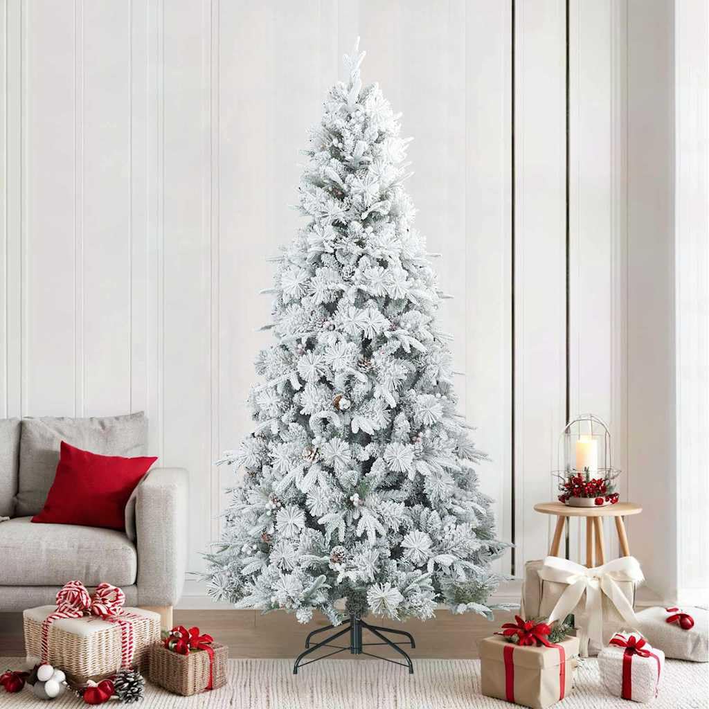 Árbol de Navidad artificial de 240 cm GeenYuu nevado con base de metal