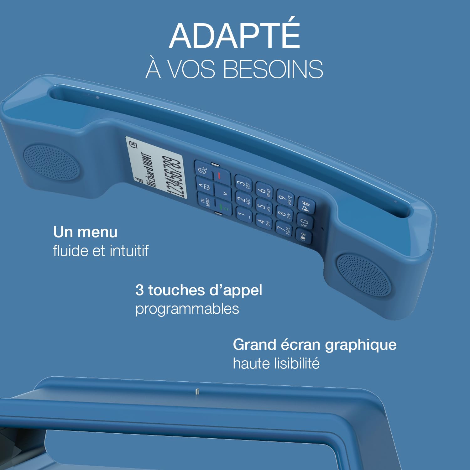 Alcatel ePure Iconic Blue - telefon bezprzewodowy DECT design, łatwy w użyciu, blokada niechcianych połączeń, zestaw głośnomówiący