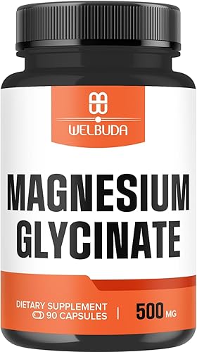 Suplemento de glicinato de magnesio con 20% purificado 500 mg para la salud cerebral, salud ósea, producción de energía, estado de ánimo y músculo
