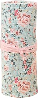COHEALI Canvas Pencil Pouch Pencil Wrap Pencils Roll Holder 48 Slots Colored Pen Roll Up Case Floral Coloring Pencils Organizer Pen Paint Brush Storage Pouch for Artist Pens Colored