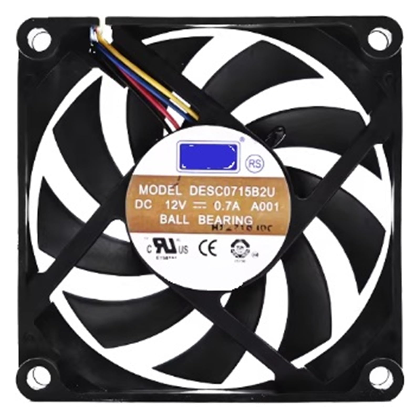 ZBWZXBDJ DESC0715B2U DC 12V 0.7A 7CM 70x70x20mm 4-wire Fan