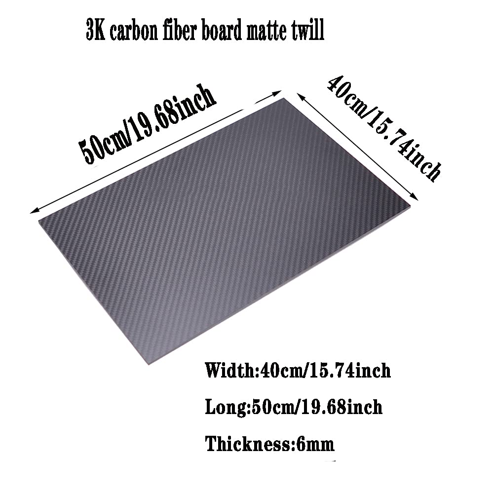 Placa de Tablero de Fibra de Carbono， Tablero de Fibra de Carbono de 50 x 60 cm y 20-0,2 mm de Grosor.(40Cm/15.7In*50Cm/19.6In*6Mm)