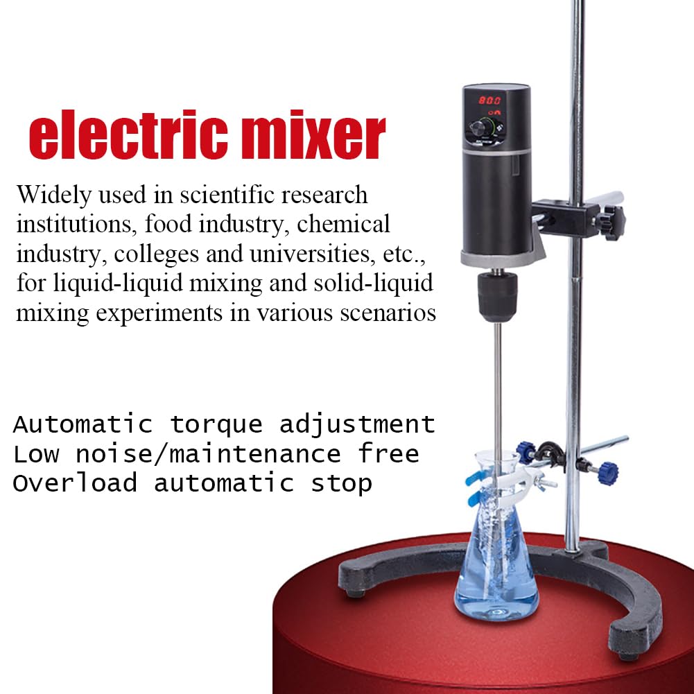 Agitador eléctrico digital superior, agitador de laboratorio de 20 L, velocidad ajustable de 100-2000 rpm, temporizador de 999 minutos, parada automática de sobrecarga para uso médico y químico