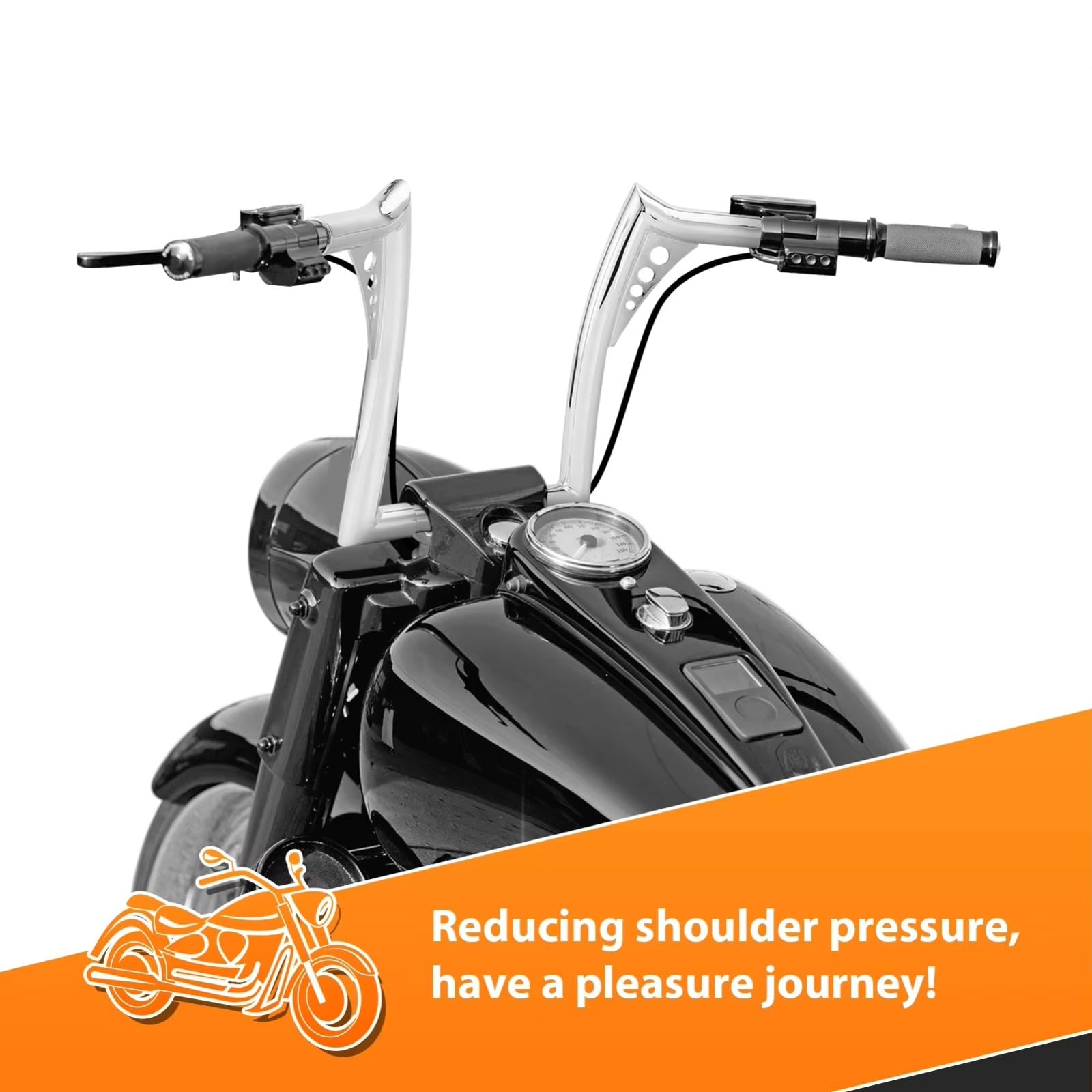 Manillar de Motocicleta de 12" con elevación Tipo Ape Hanger para Harley 1994 Touring Road King/Road Glide Sportster Softail 883 1200 Dyna(14 Inch Black)