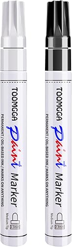 Marcadores permanentes blancos y negros, paquete de 2 marcadores de pintura a base de aceite, punta media, bolígrafos de pintura de secado rápido disponible en Yaxa Costa Rica