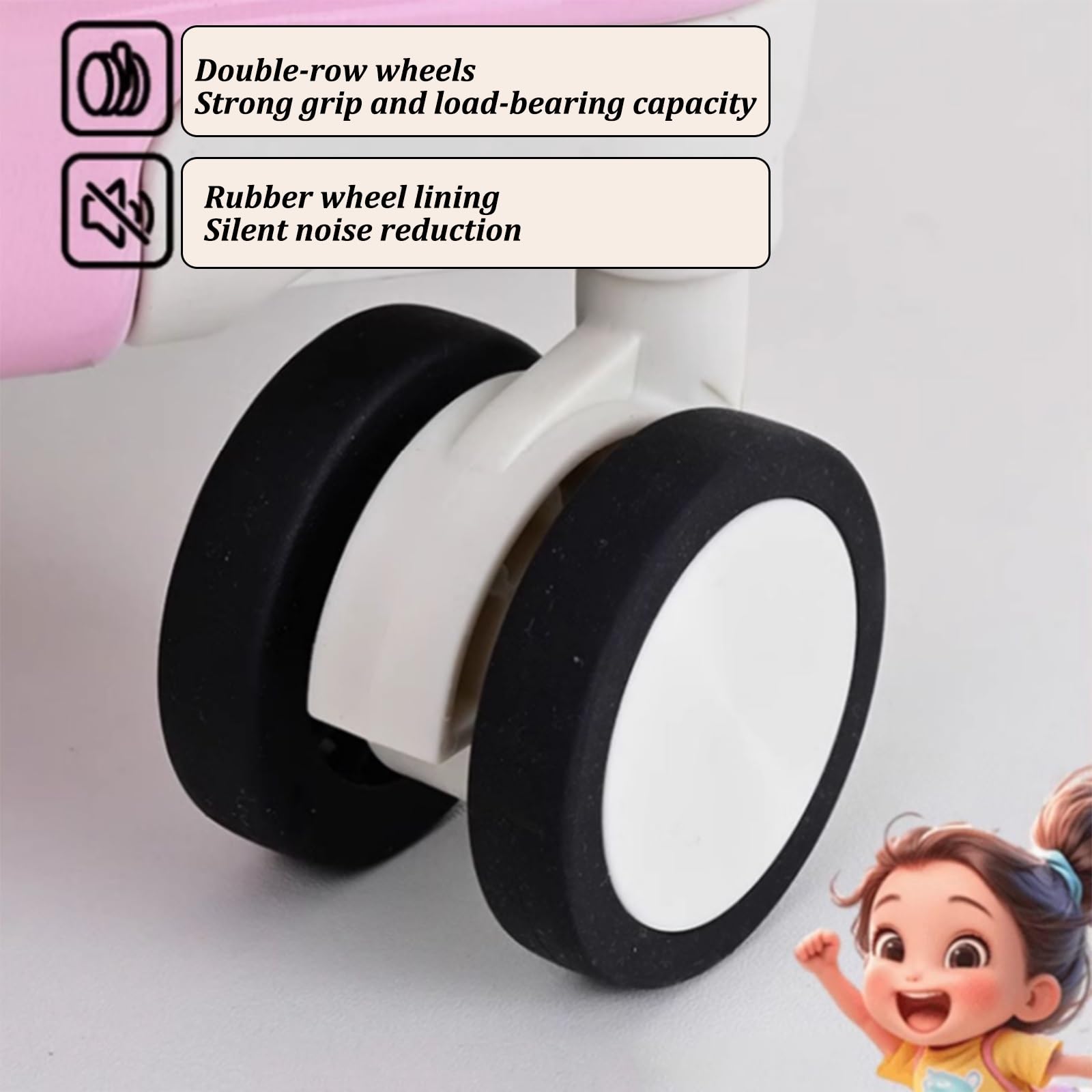 Maleta rígida con Ruedas, con reposapiés Plegable y Gancho, Ligera para Viajes de Negocios y Estudios(Rainbow,20")