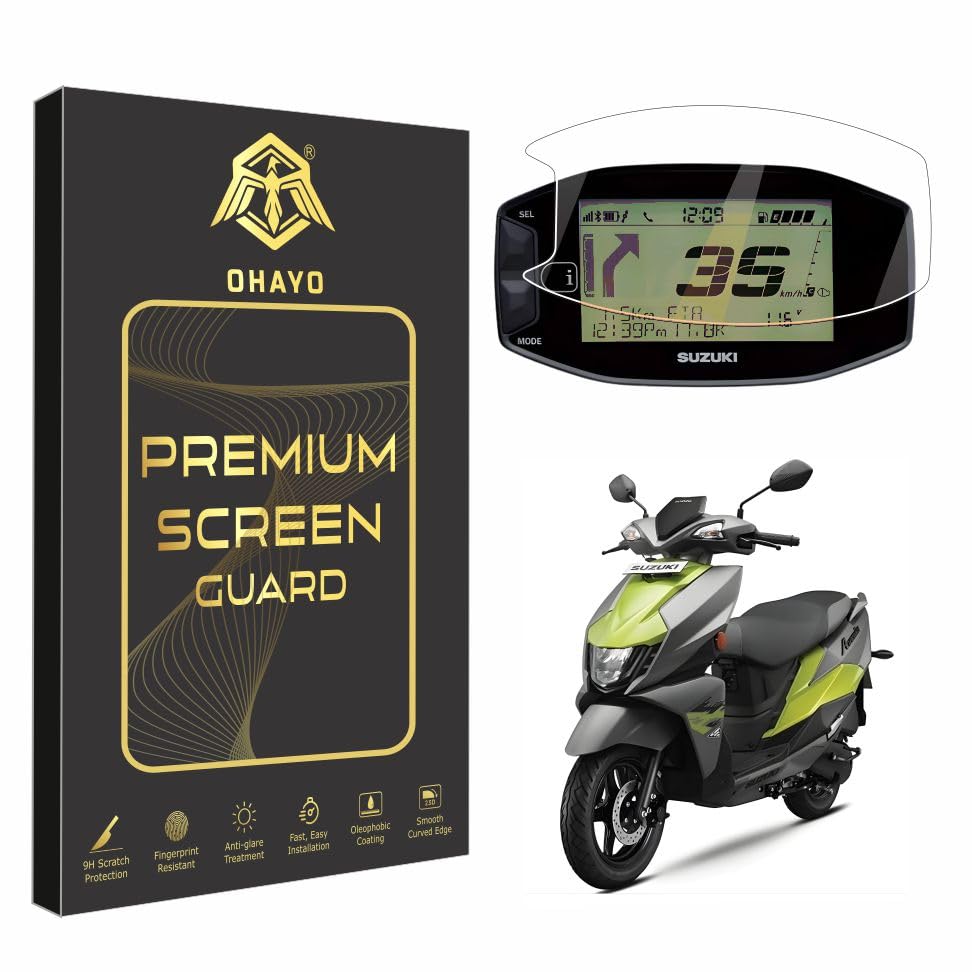 Image of OHAYO 9H Hard Screen Protector for Suzuki Avenis 125 & Burgman Street EX | Scratch Resistant, Military Strength, Clear HD Protection | Digital Console Display Guard, Anti Fingerprint, Bubble Free, Durable Film