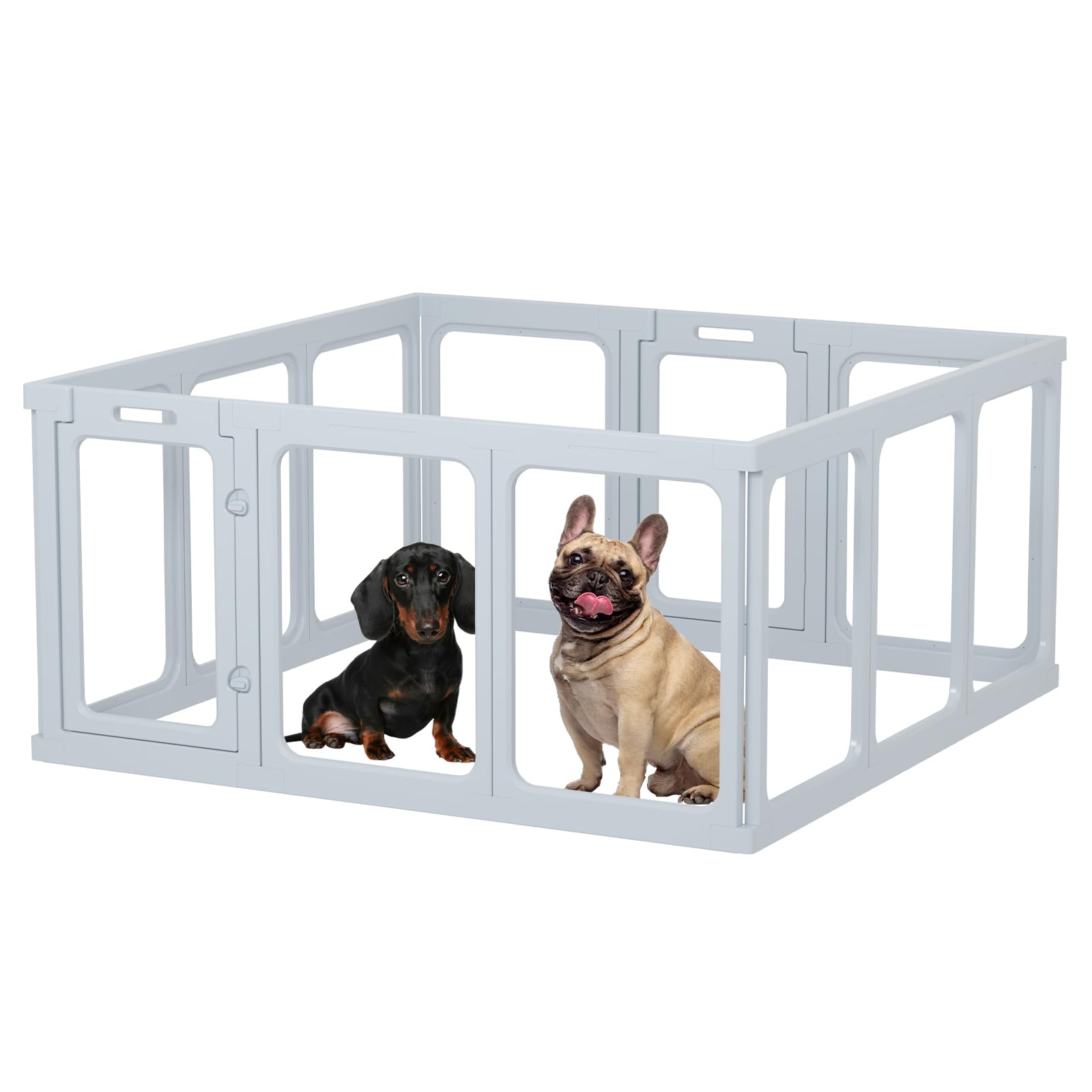 Gardner Pet Recinto per Cani in Acrilico Trasparente – Box Antigraffio e Antiscivolo, Parco Modulare per Cuccioli, Gatti e Conigli – Facile da Pulire, Espandibile, Animali Piccoli - 12 Pizzi, Grigio
