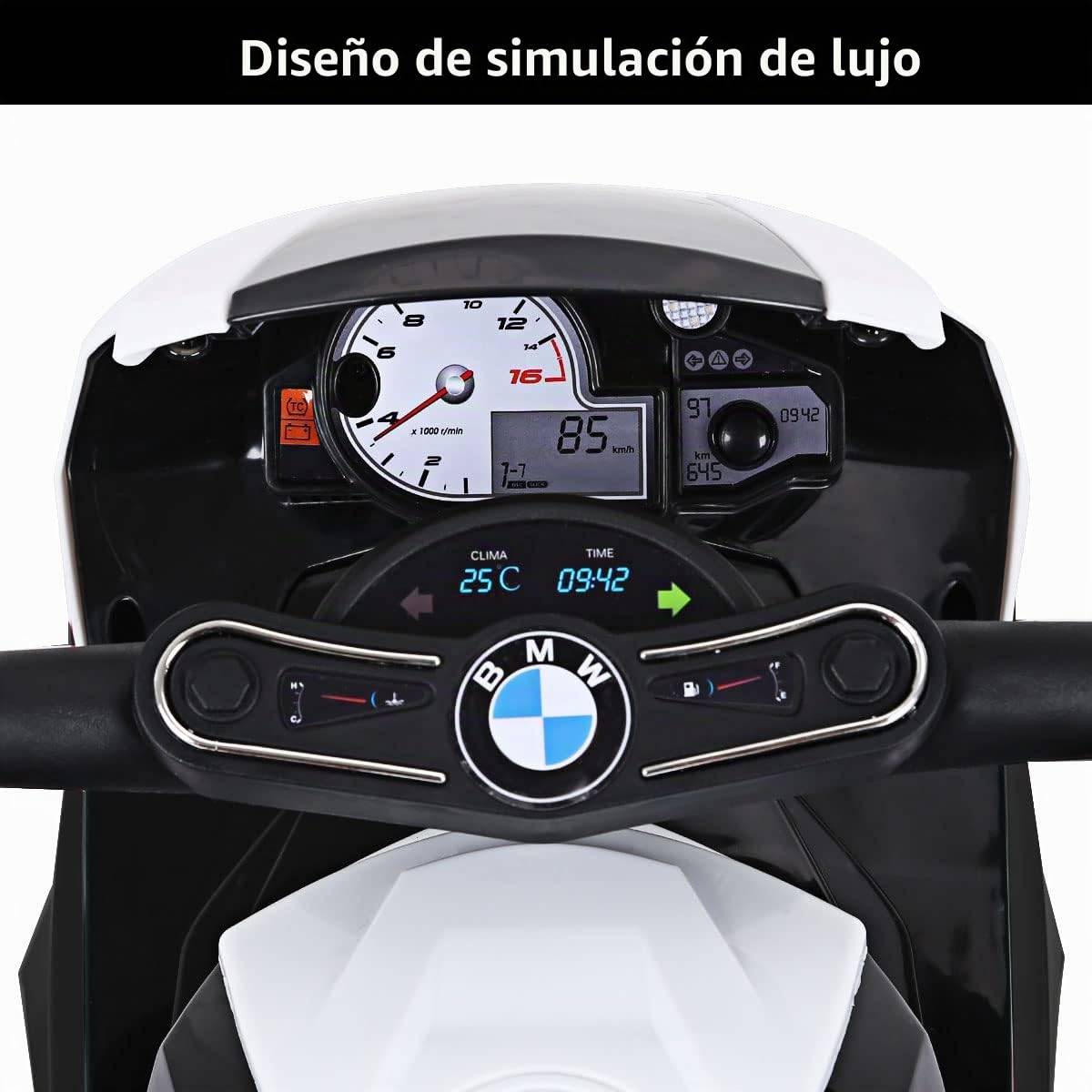 GOPLUS BMW Moto Electrica para Niños de 18-36 Meses con Batería 6V, Motocicleta Eléctrica con Luces y Música, Ruedas de Apoyo, Velocidad 3KM/H, Vehículos Eléctricos de Carga Máxima 20KG (Negro)